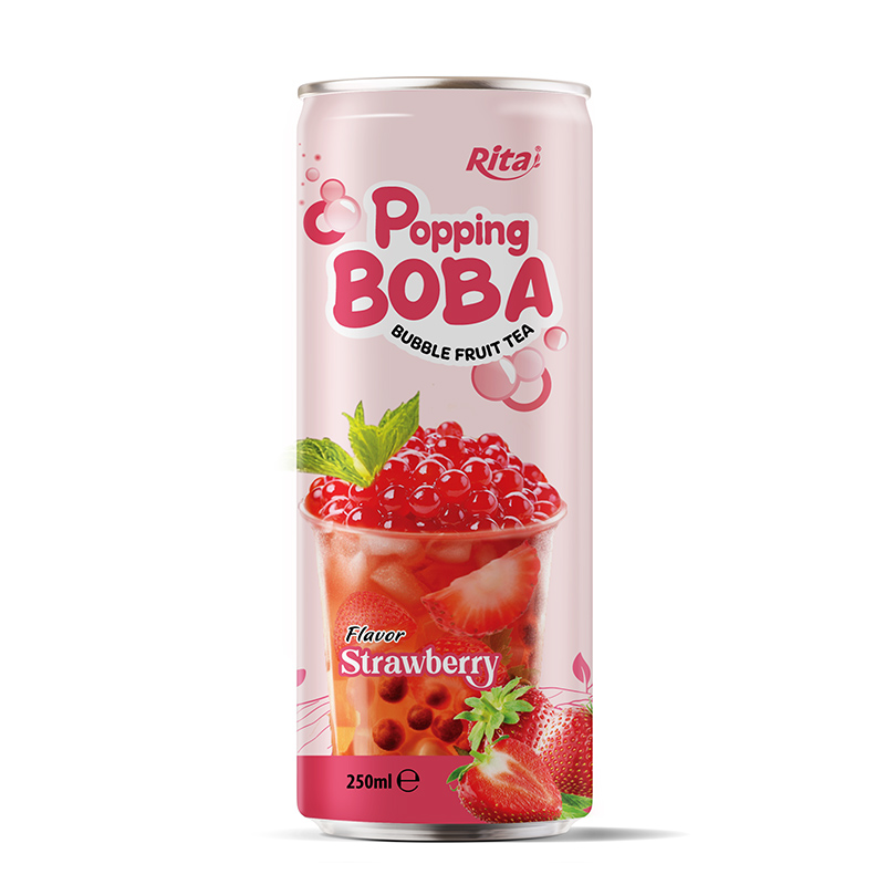 popping boba bubble strawberry fruit juice250ML cans