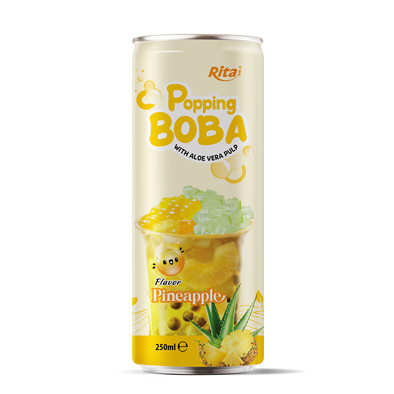 popping Boba bubble pineapple flavor with aloe vera pulp 250ML cans