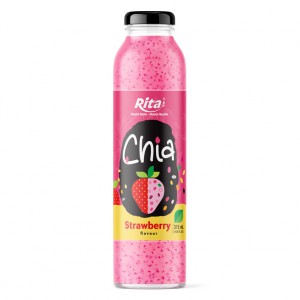 10.6 fl oz glass bottle mix chia seeds with strawberry juice 1