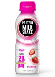 Juice bottles Protein milk shake with strawberry