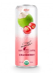 Organic sparking coconut water with cranberry 