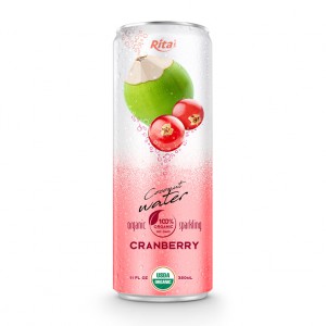 Organic sparking coconut water with cranberry 