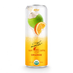 Organic sparking coconut water with orange
