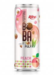 Popping Boba drink with Aloe vera Pulp and peach 320ml