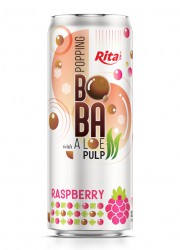 Popping Boba drink with Aloe vera Pulp and raspberry 320ml