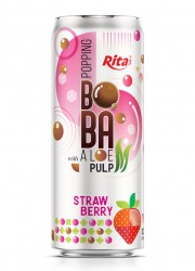 Popping Boba drink with Aloe vera Pulp and strawberry 320ml