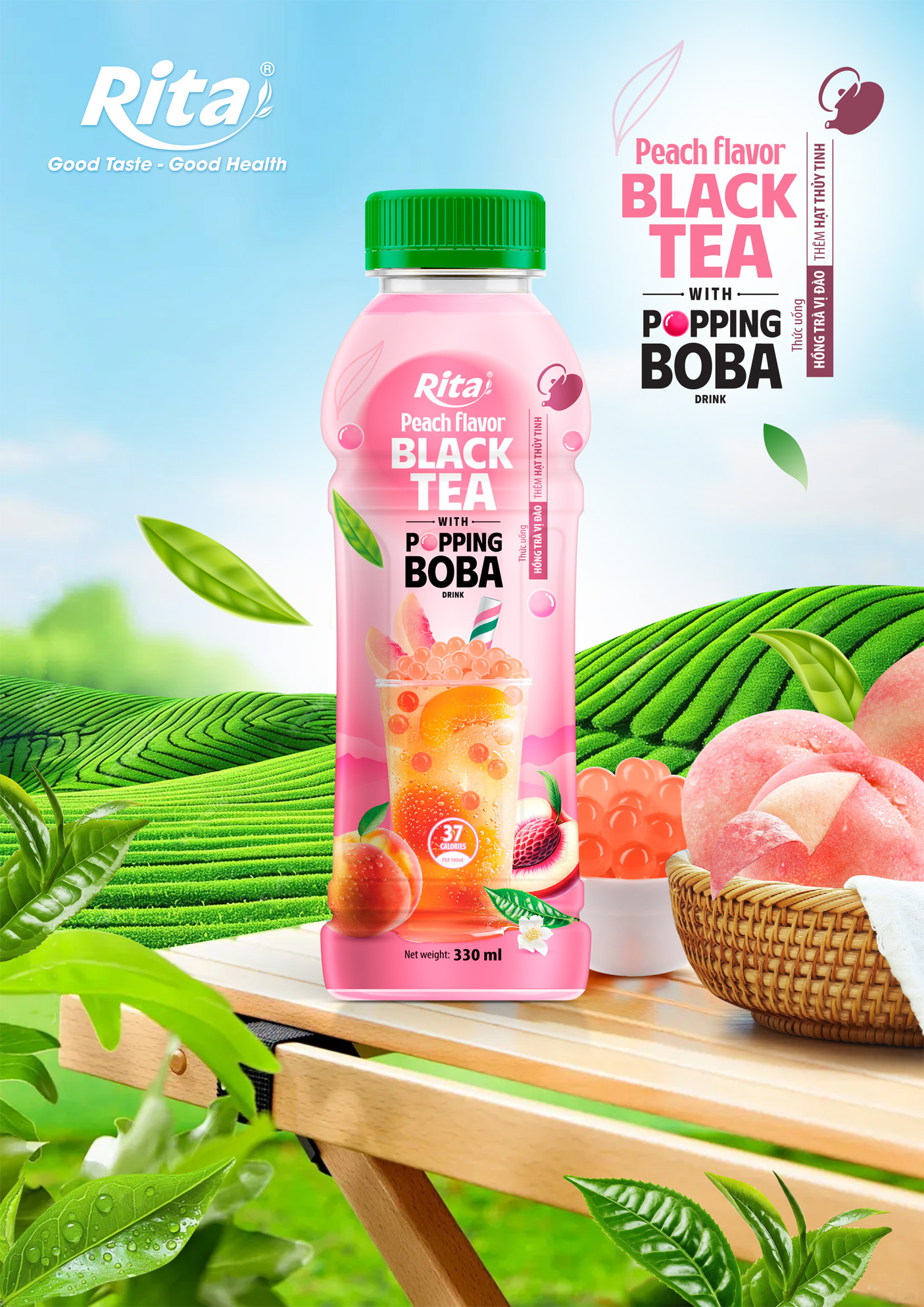 Rita Popping Boba Black Tea with Fruit Flavor