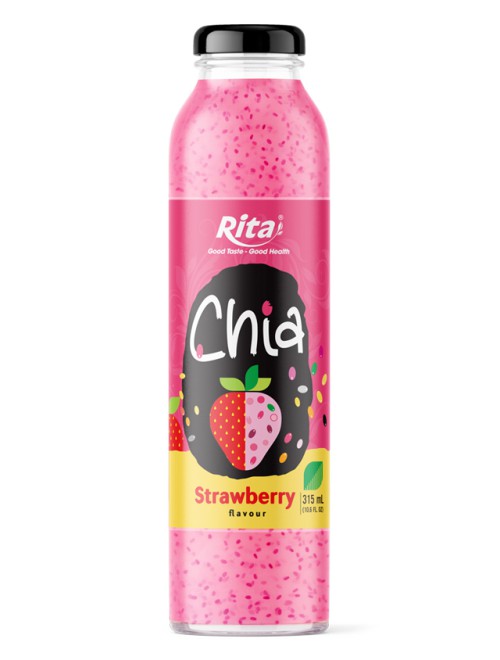 10.6 fl oz glass bottle mix chia seeds with strawberry juice 2