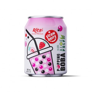 8.4 fl oz Cans Popping Boba with aloe pulp and strawberry 1