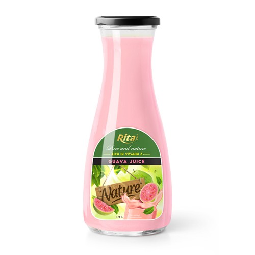 Juice packaging design guava juice 1L Glass bottle