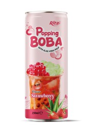 popping Boba bubble strawberry with aloe vera pulp 250ML can